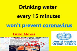 Drinking water every 15 minutes won’t prevent coronavirus